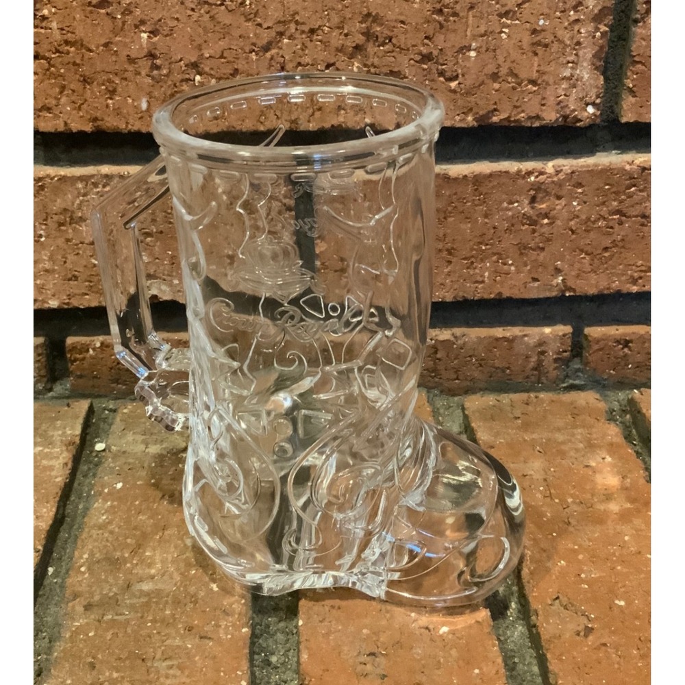 Crown Royal Cowboy‎ Boot Drinking Glass Beer Mug Clear Plastic 5.5"